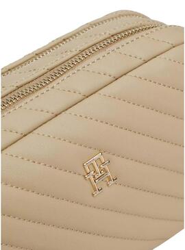 Borsa Tommy Hilfiger Quilted Camera beige per donna