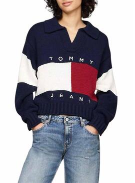 Maglione Tommy Jeans Rugby blu scuro per donna