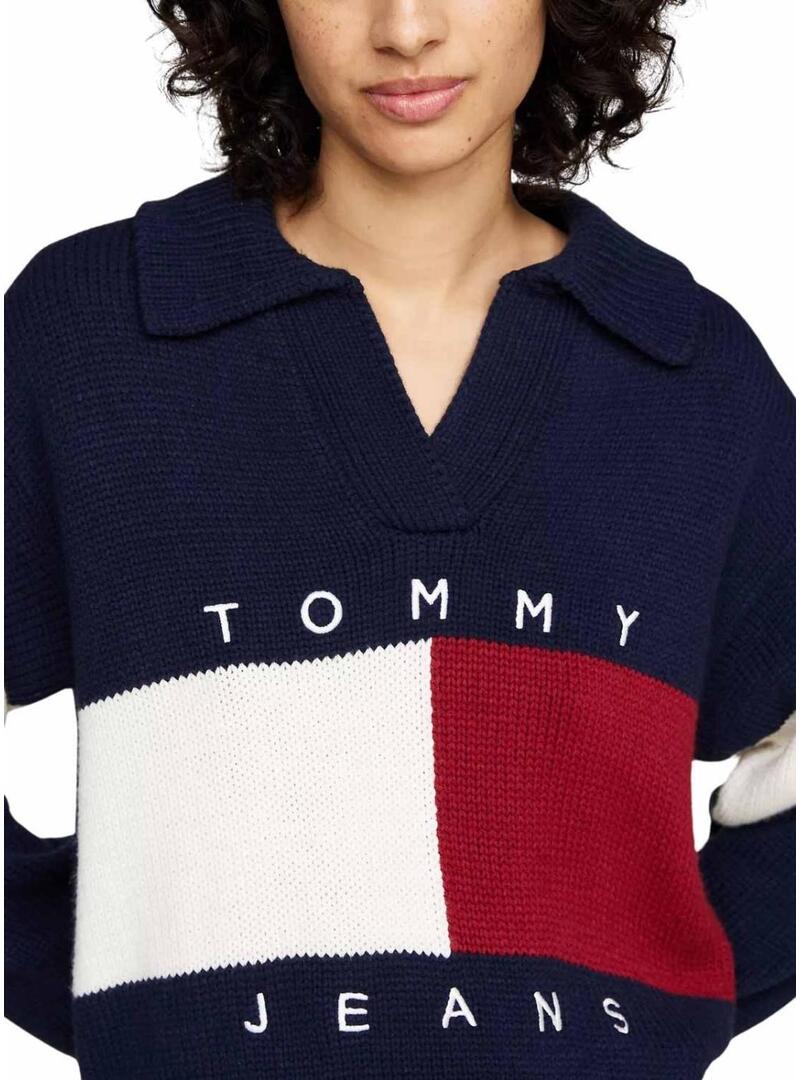 Maglione Tommy Jeans Rugby blu scuro per donna