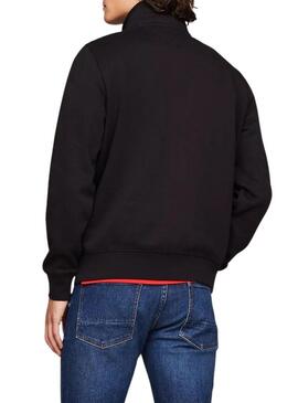 Felpa Tommy Hilfiger Mockneck nera per uomo