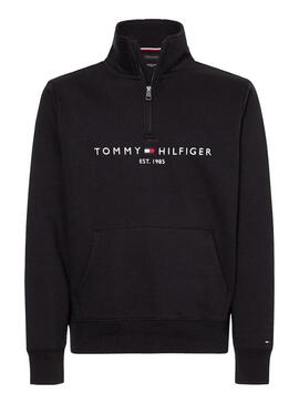 Felpa Tommy Hilfiger Mockneck nera per uomo