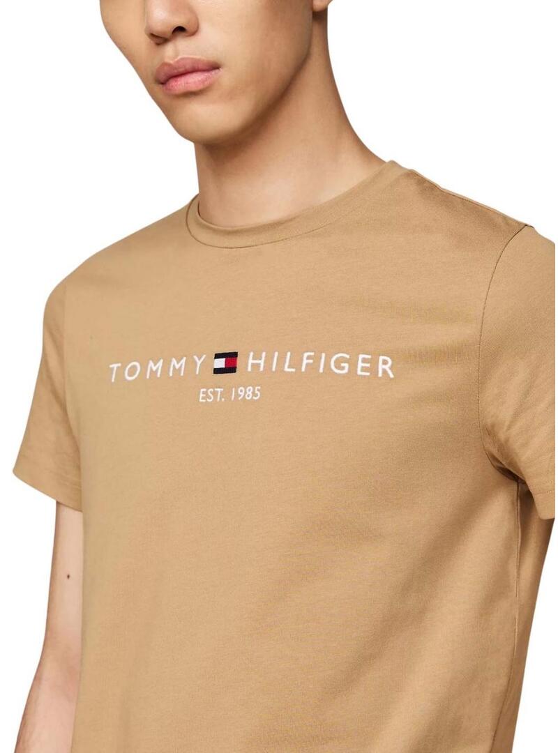 "T-shirt Tommy Hilfiger basic beige per uomo