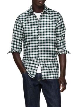 Camicia tommy Hilfiger Oxford vichy verde per uomo