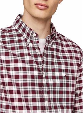 Camicia Tommy Hilfiger Oxford vichy bordeaux per uomo