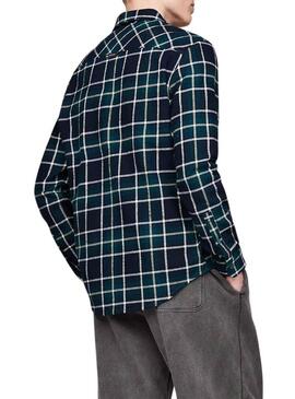 Camicia Tommy Jeans Check Flannel verde e blu per uomo