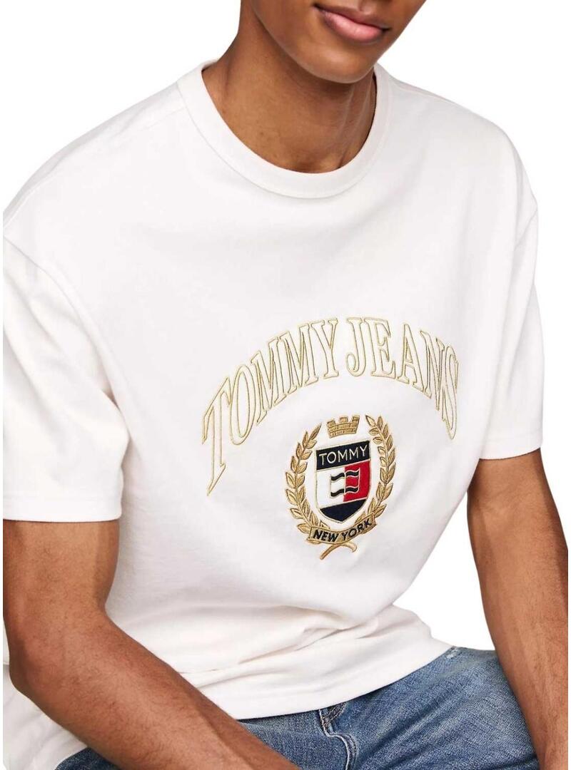 Maglietta Tommy Hilfiger Gold Crest bianca per uomo