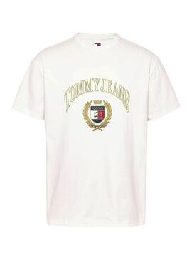 Maglietta Tommy Hilfiger Gold Crest bianca per uomo