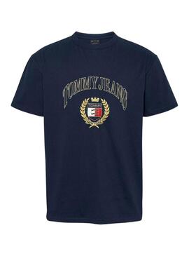 Maglietta Tommy Hilfiger Gold Crest blu scuro per uomo