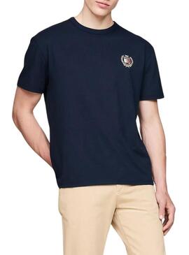 Maglietta Tommy Hilfiger Crest Flag blu per uomo