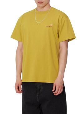 Maglietta Carhartt American Script ocre per uomo