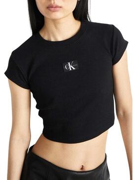 Maglietta Calvin Klein Jeans Slim nera per donna