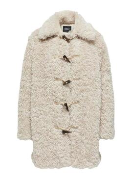 Cappotto di pelliccia Only Viki beige per donna