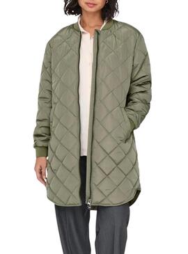 Cappotto Only Jessica trapuntato verde scuro per donna