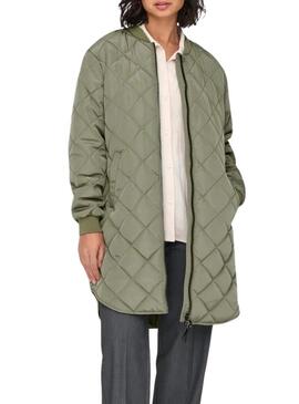 Cappotto Only Jessica trapuntato verde scuro per donna