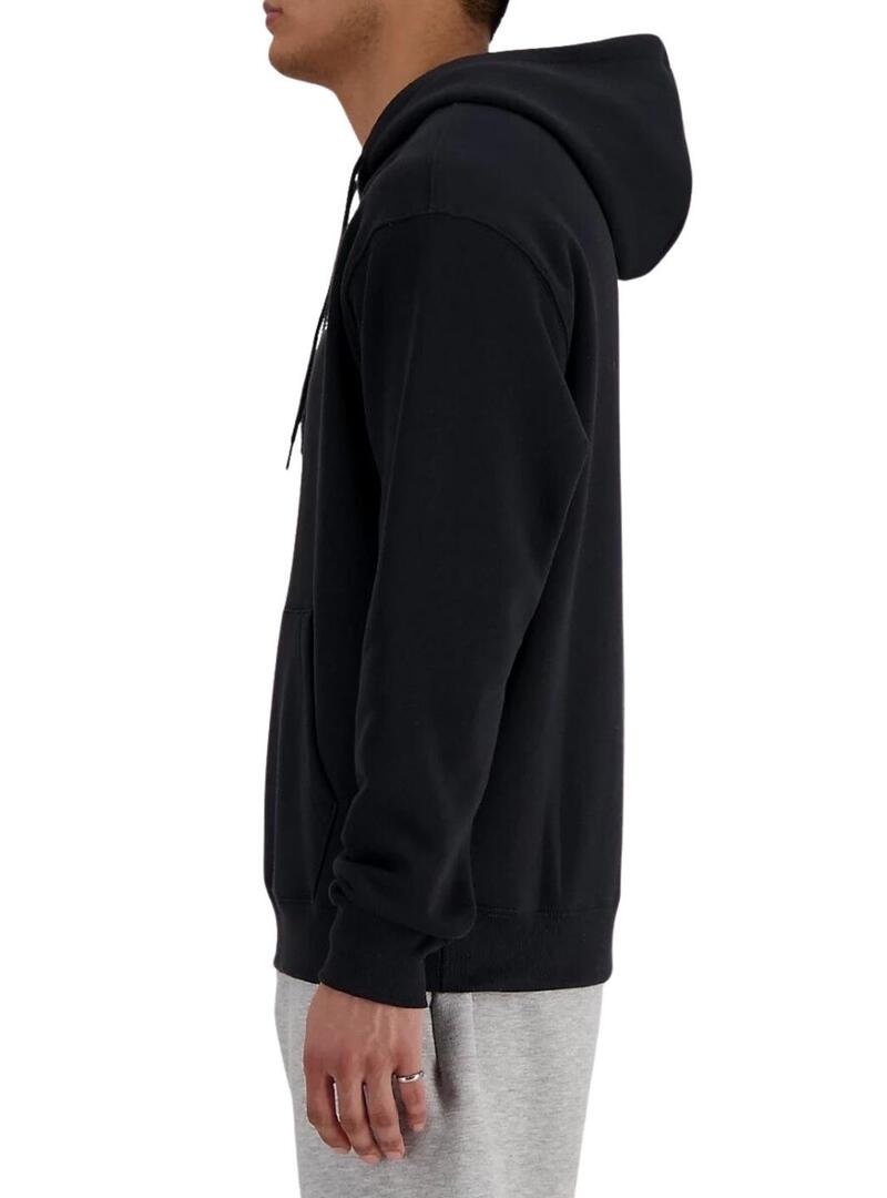 Felpa con cappuccio New Balance Basic Hood nera per uomo