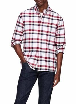 Camicia Tommy Hilfiger Heritage bianca e rossa per uomo