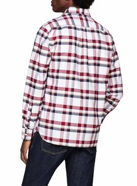 Camicia Tommy Hilfiger Heritage bianca e rossa per uomo