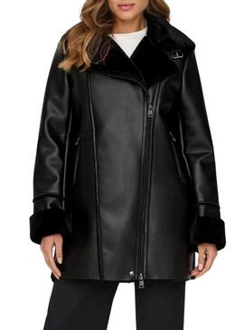 Cappotto Only Mariam biker nero per donna