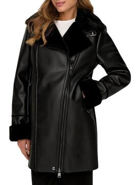 Cappotto Only Mariam biker nero per donna