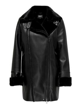 Cappotto Only Mariam biker nero per donna