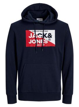 Felpa con cappuccio Jack and Jones Nolan navy per uomo