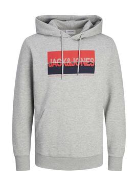 Felpa con cappuccio Jack and Jones Nolan grigia per uomo