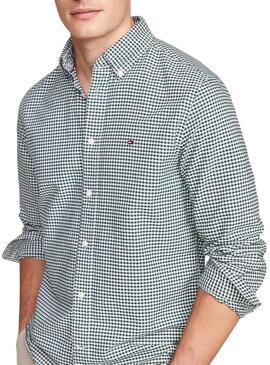 Camicia Tommy Hilfiger Gingham verde e bianco per uomo