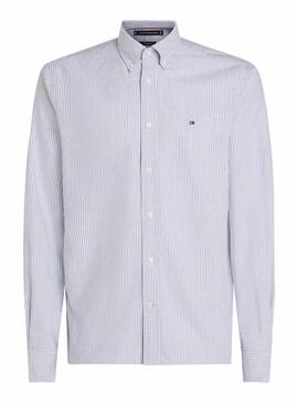 Camicia Tommy Hilfiger a righe Oxford blu e bianca per uomo