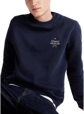 Felpa Tommy Hilfiger Stack blu navy per uomo