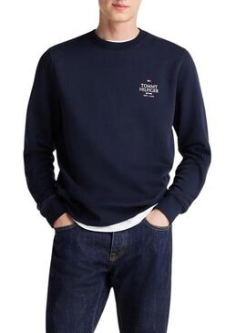 Felpa Tommy Hilfiger Stack blu navy per uomo