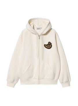 Felpa Carhartt Ducks beige con zip per uomo