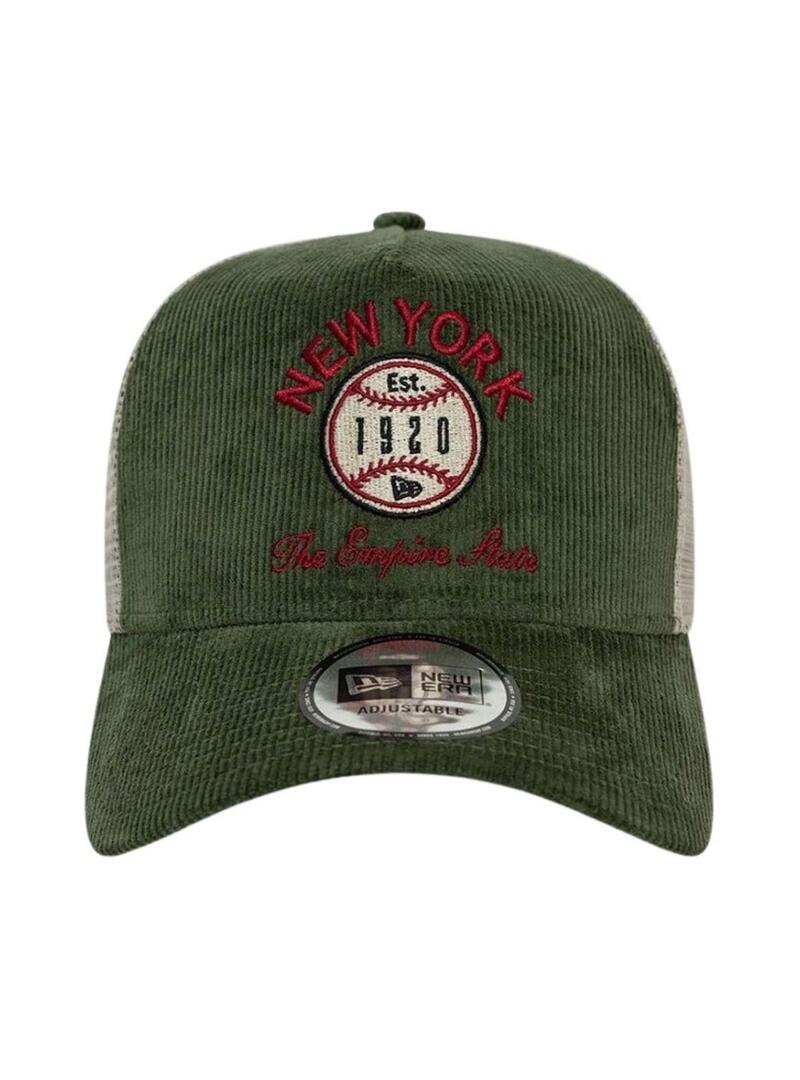 Cappello New Era Cord Trucker verde per uomo e donna