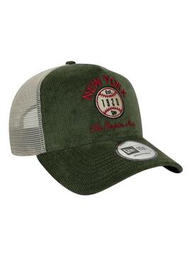 Cappello New Era Cord Trucker verde per uomo e donna