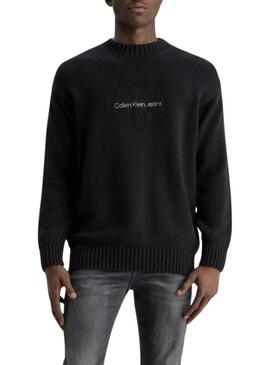 Maglia Calvin Klein Jeans Monologo nera per uomo