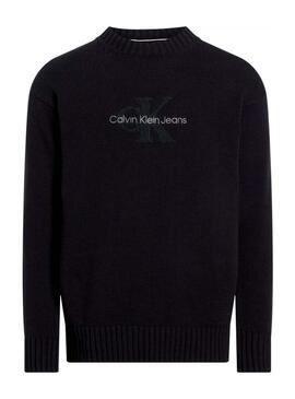 Maglia Calvin Klein Jeans Monologo nera per uomo