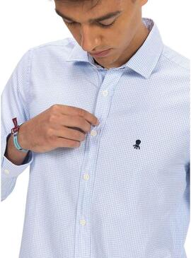 Camicia El Pulpo Twill a quadri blu royal per uomo