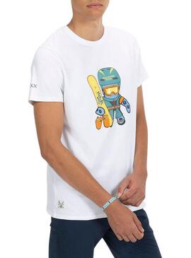 T-shirt El Pulpo Snowboard bianca per uomo