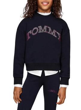 Felpa Tommy Hilfiger Foil blu marino per bambina