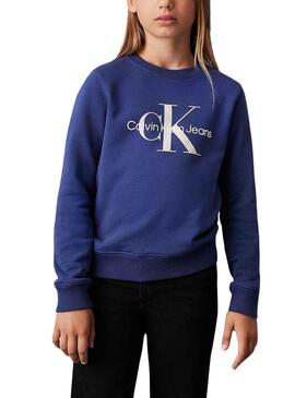 Felpa Calvin Klein Monogram blu per bambini