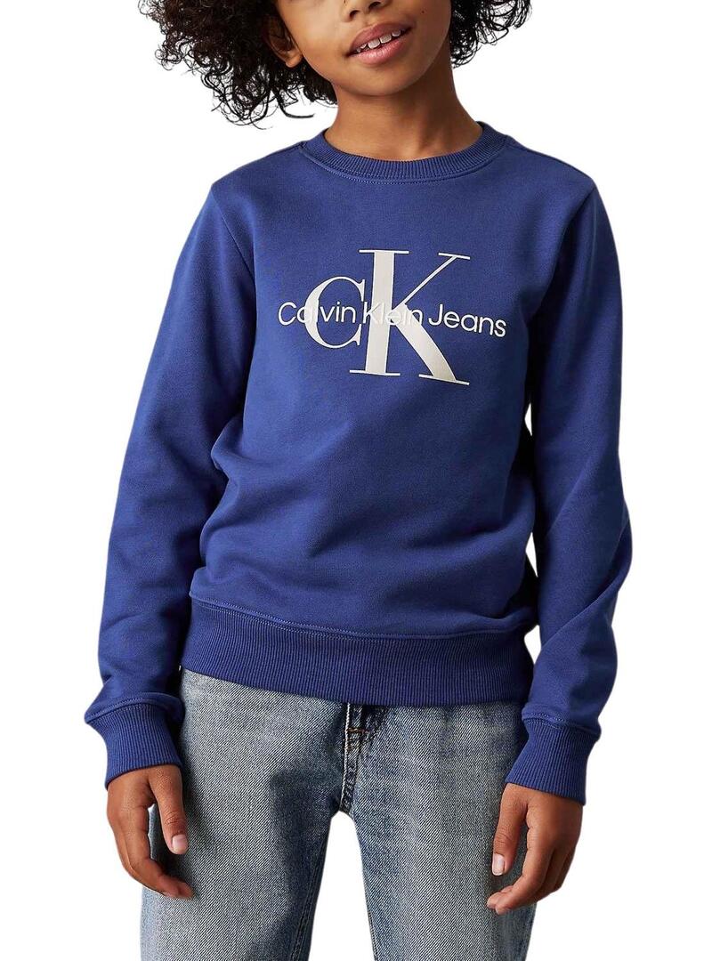 Felpa Calvin Klein Monogram blu per bambini