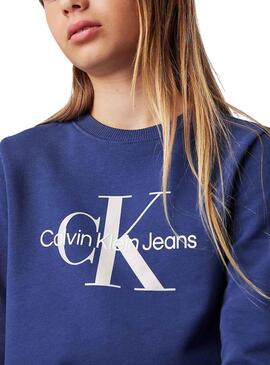 Felpa Calvin Klein Monogram blu per bambini