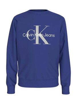 Felpa Calvin Klein Monogram blu per bambini