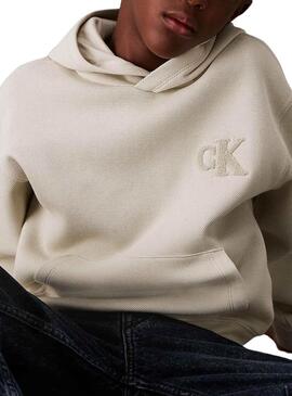 Felpa Calvin Klein Jeans Bonded beige per bambino