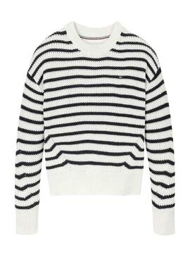 Jersey Tommy Hilfiger Stripe bianco e blu navy