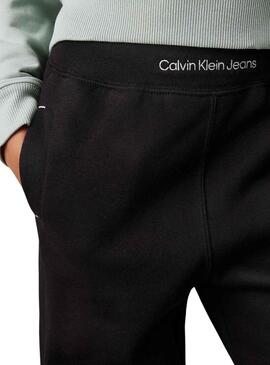 Pantaloni Calvin Klein Jeans Fleece nero per bambino