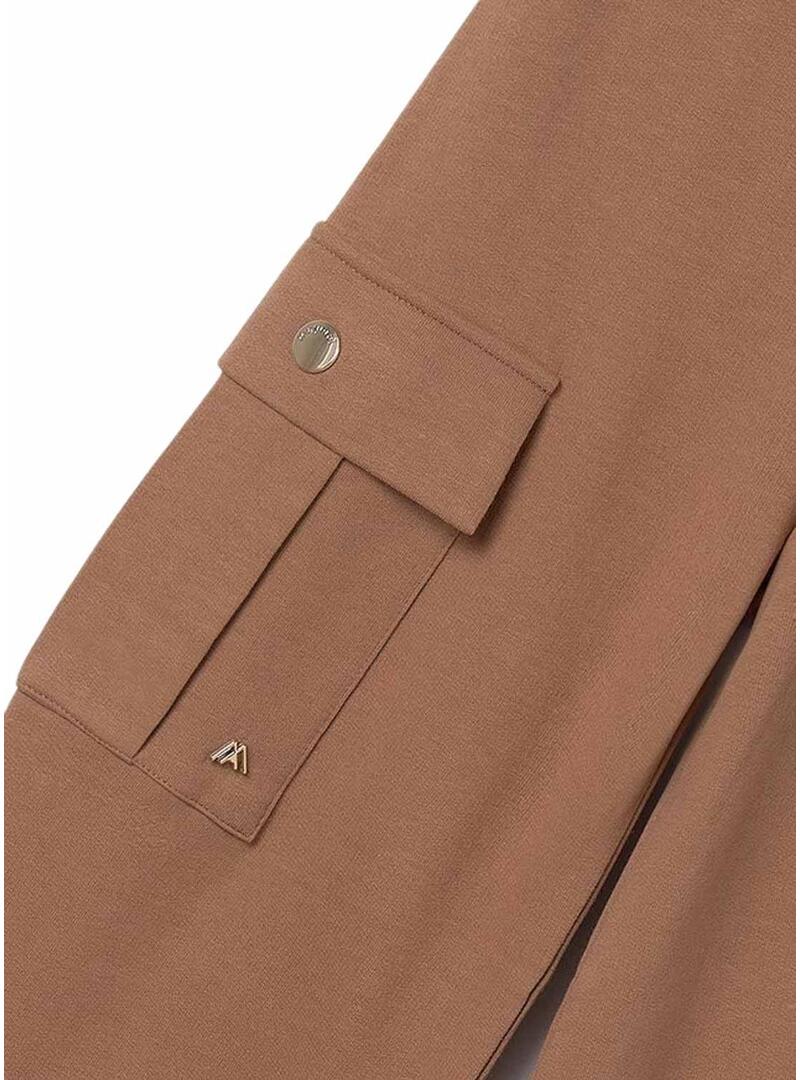 Pantaloni Mayoral in felpa cargo color tostato per ragazza