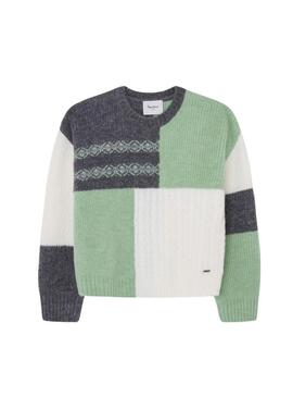 Maglione Pepe Jeans Winslow patchwork verde