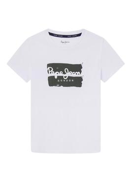 Maglietta Pepe Jeans Bairon bianca per bambino