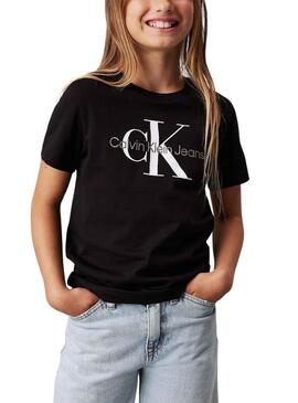 Maglietta Calvin Klein Monogram nera per bambini