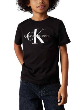 Maglietta Calvin Klein Monogram nera per bambini